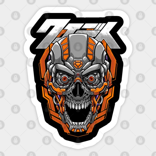 Mechanical Skull Sticker by WahyudiArtwork